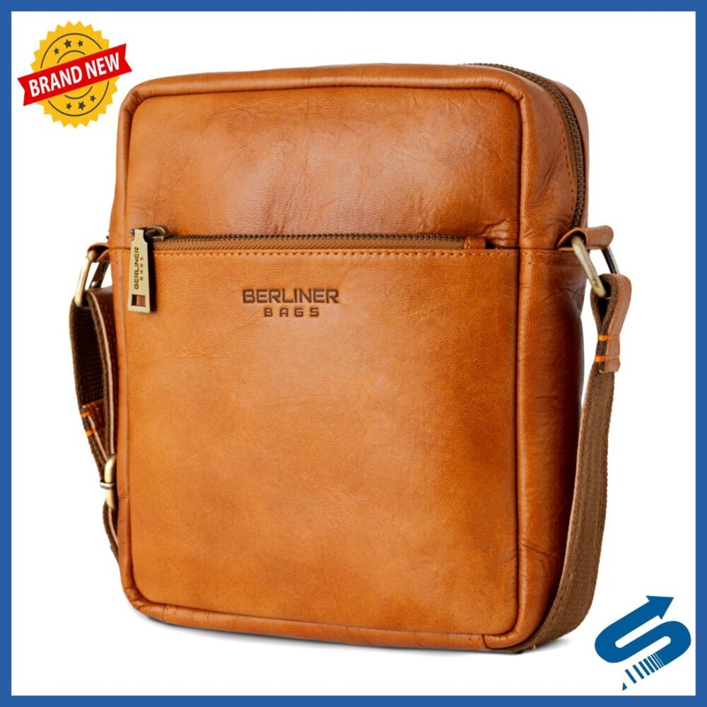 Vintage Genuine Leather Crossbody Bag, Adjustable Strap, Small Satchel